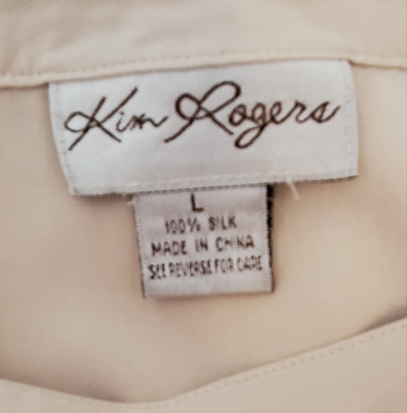 Kim Rogers 100% Silk  Cream A-Line Midi Maxi Skirt Size Large - Picture 6 of 6